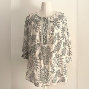 Zac & Rachel Boho Dark Gray/Black Floral Womens Top Blouse Like New | Size XL